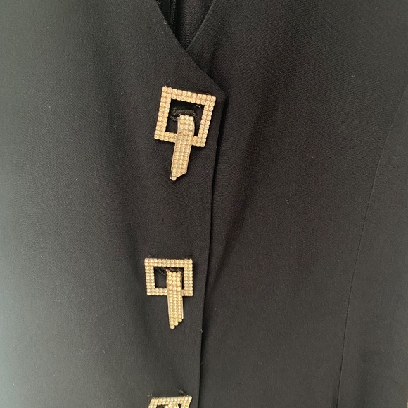 Vintage Clips Italy Sleeveless Long Evening Black Dress Slits Size Italian 46 - Picture 3 of 8